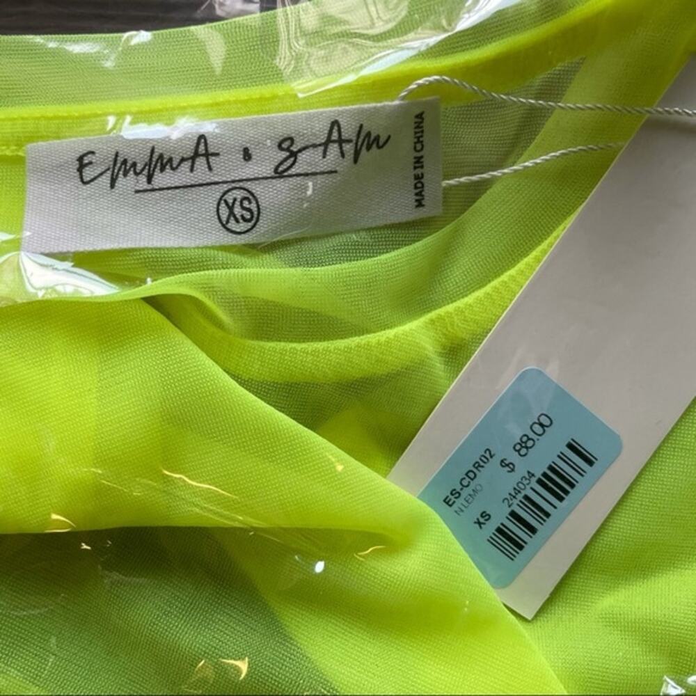 LF Emma & Sam Power Mesh Crop Tee Neon Lemon Yellow XS New - Picture 3 of 7